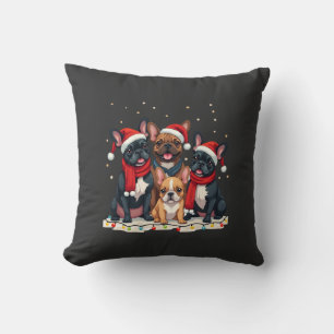 Coussin Lumières de Noël Bouledogues Français Xmas Chien F