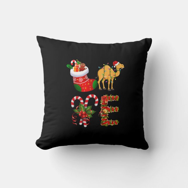 Coussin Lumières de Noël du chameau LED Funny Santa Hat Ch (Recto)