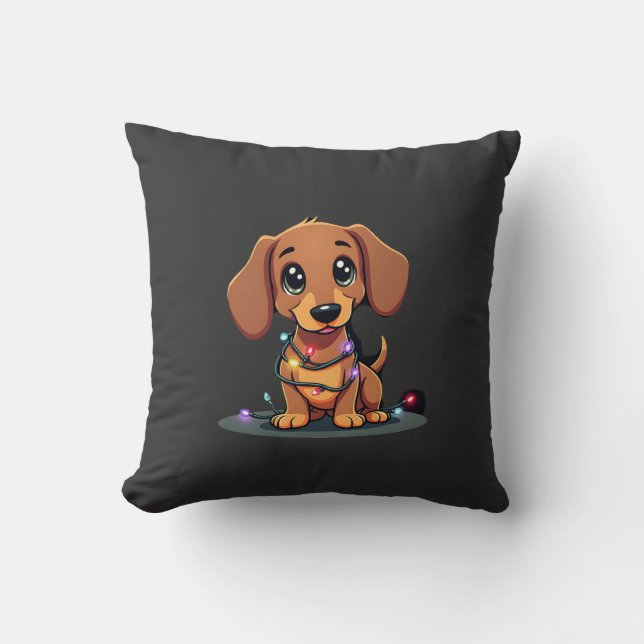Coussin Lumières de Noël pour teckel (1) (Recto)