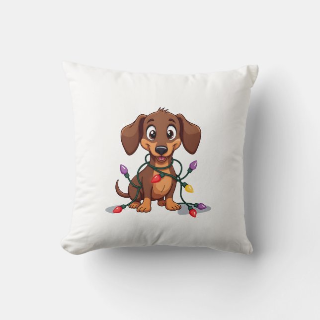 Coussin Lumières de Noël pour Teckel (2) (Recto)