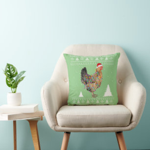 Coussin Lumières de poulets avec le pyjama de Noël du Père