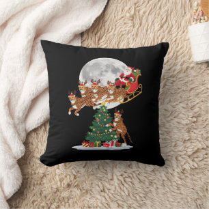 Coussin Lumières de sapin de Noël Drôle de Père Noël cheva