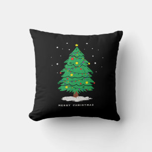 Coussin Lumières de sapin de Noël rétro Santa Noël