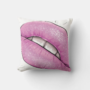 Coussin Luminaire rose de la lèvre avec dents