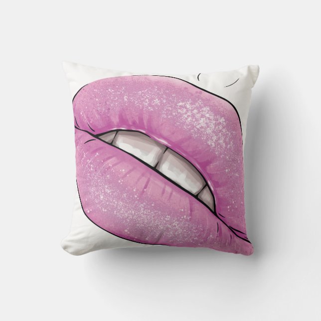 Coussin Luminaire rose de la lèvre avec dents (Recto)