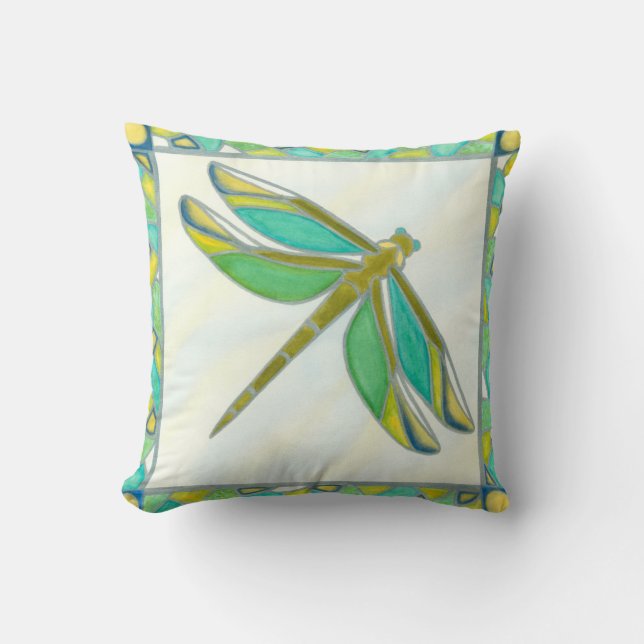 Coussin Lumineuse libellule Pastel par Vanna Lam (Recto)