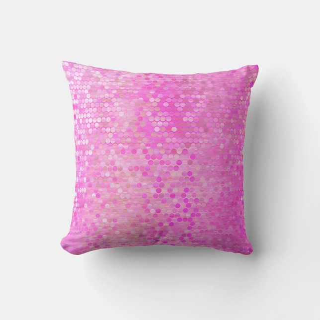 Coussin Lumineuse mosaïque abstraite rose avec brillance (Recto)