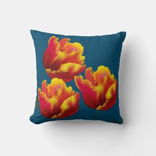 Coussin Lumineuse Tulipe de perroquet jaune orange