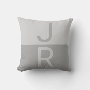 Coussin Lumineuses Gris & Gris Initiales Modernes Monogram
