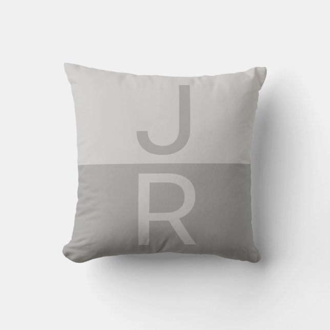 Coussin Lumineuses Gris & Gris Initiales Modernes Monogram (Recto)