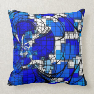 Coussin Lumineux audacieux BLANC "ABSTRAIT de BLEU de