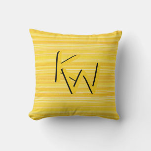 Coussin Lumineux citron jaune Motif amusant Monogramme