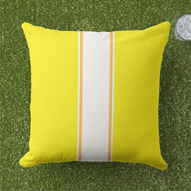 Coussin Lumineux Sporty Lemon Jaune White Racing Stripes (Herbe)