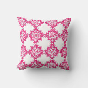 Coussin Lumineux Vintage Arabesque Carreaux Motif rose