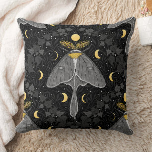 Coussin Luna moth, phases de lune et lierre damassé patron