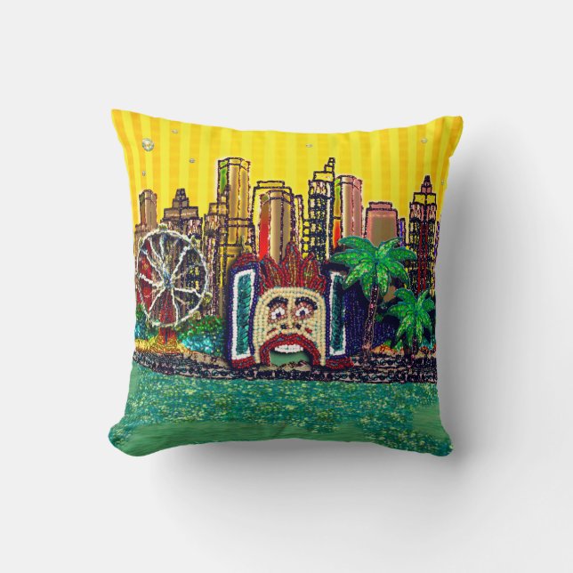 Coussin | Luna Park Yellow Stripe Sky (Recto)