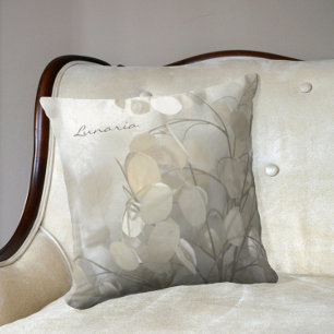 Coussin Lunaria Dollar Argent Élégante Crème Gris Blanc