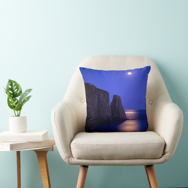 Coussin Lune au crépuscule | Rocher Percé Côte Gaspésienne (Chaise)
