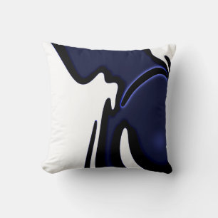 Coussin Lune bleue : Bleu Abstrait, Blanc & Noir