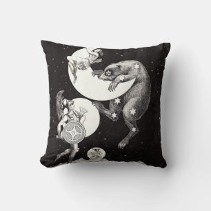 Coussin Lune céleste ciel Univers Dieu Nuit Illustration