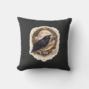 Coussin Lune céleste de corbeau gothique Nuit Nature Vibes