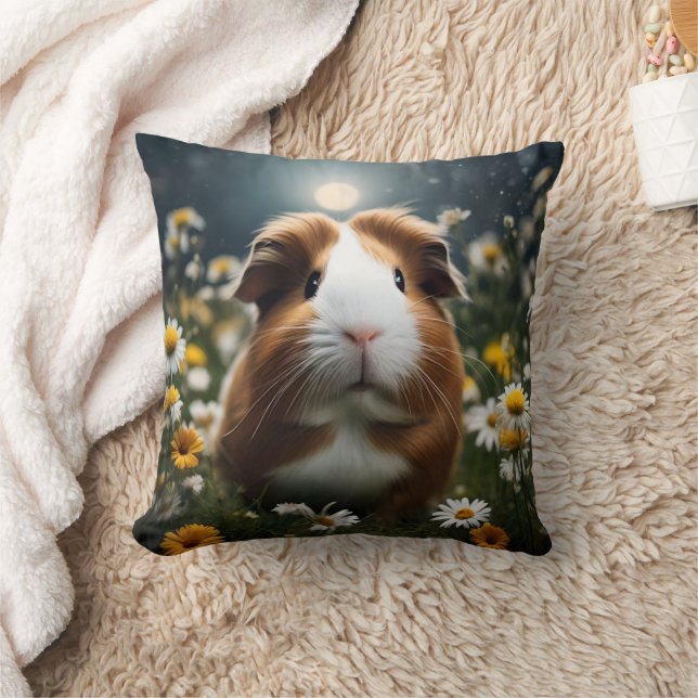 Coussin Lune De Cochon Et Marguerites Brown Et Blanche, (Couverture)