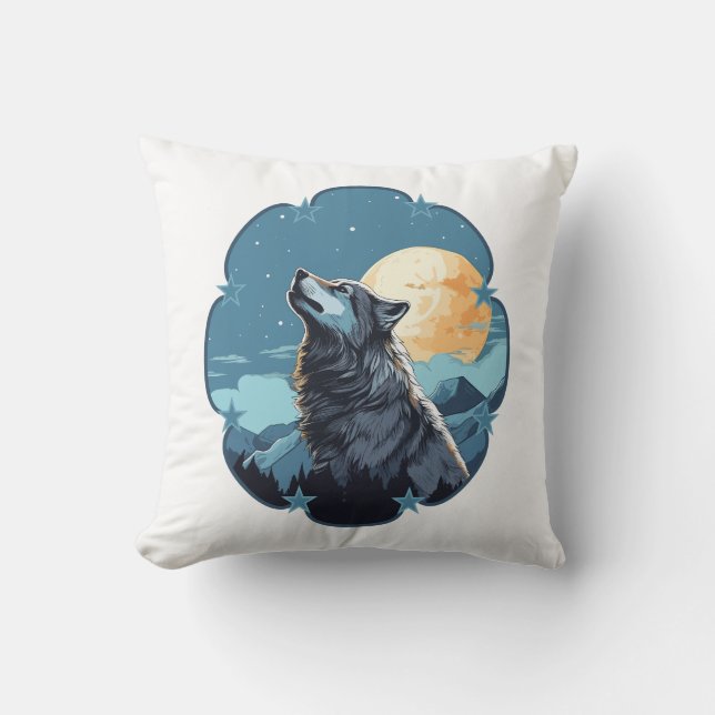 Coussin Lune de loup étoiles  (Recto)