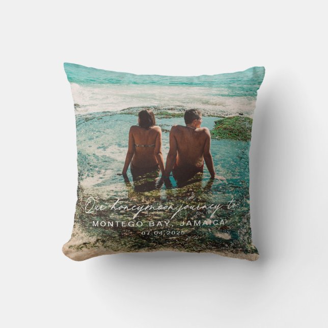 Coussin Lune de miel de mariage écriture blanche Destinati (Recto)