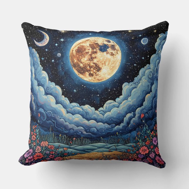 Coussin Lune et ciel nocturne (Recto)