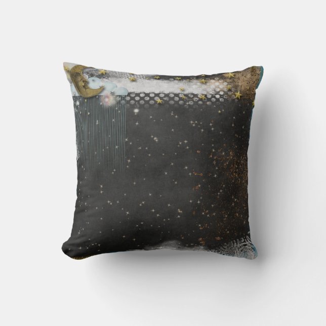 Coussin Lune et étoiles personnalisées (Recto)
