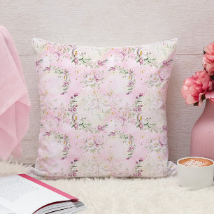 Coussin Lune Florale Rose
