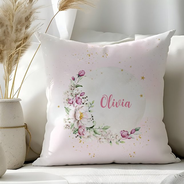 Coussin Lune Florale Rose (Créateur téléchargé)