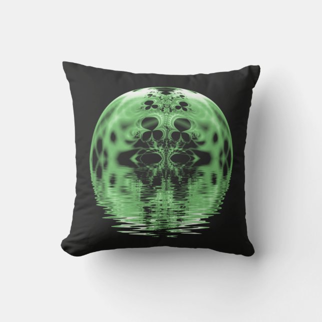 Coussin Lune flottante verte et noire (Recto)