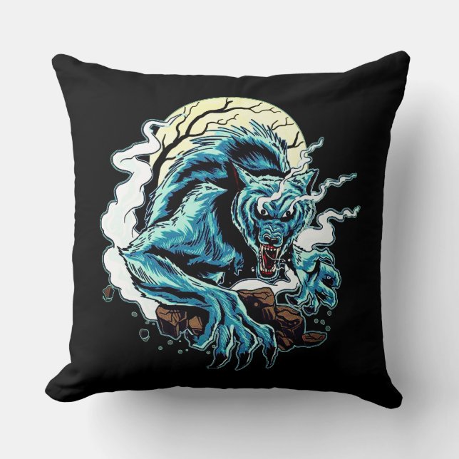 Coussin Lune-loup-garou réversible (Recto)
