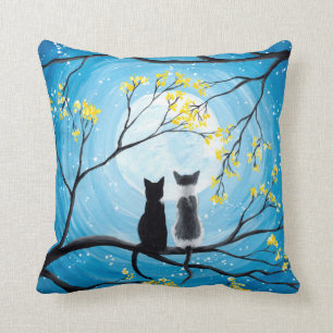 Coussin Lune lunatique avec des chats