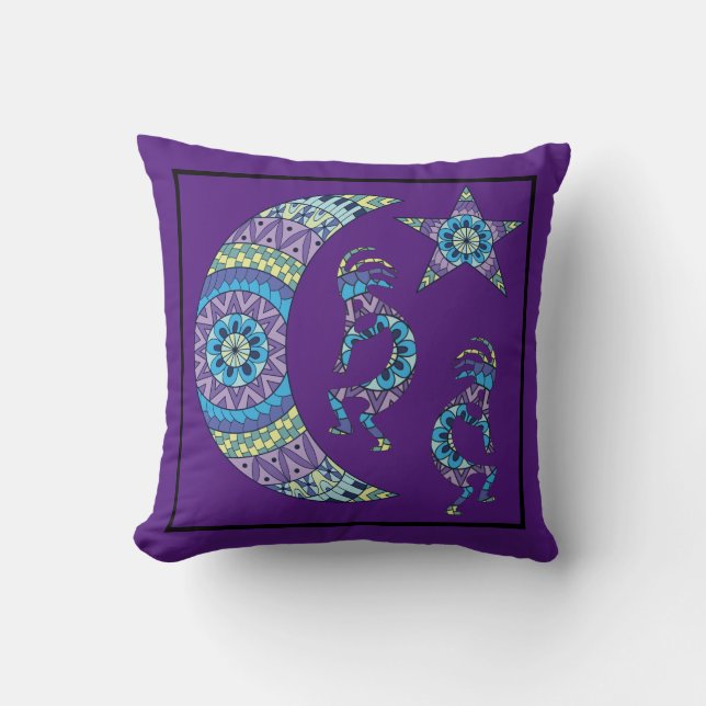 Coussin Lune Mandala Kokopelli Jeu d'oreiller (Recto)