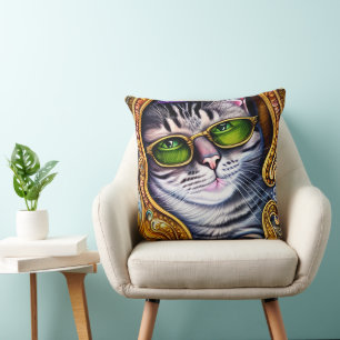 Coussin Lunettes adorables portant un chat Hipster