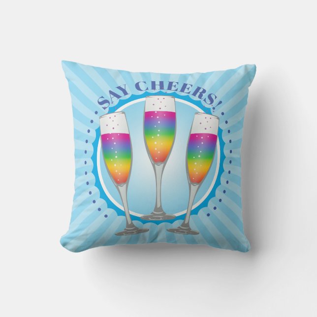Coussin Lunettes de Champagne Arc-en-ciel Mimosa Jeu d'ore (Recto)