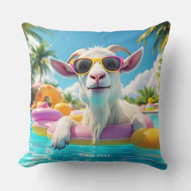 Coussin Lunettes de chèvre de chèvre mignonne Imaginaire (Recto)