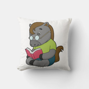 Coussin Lunettes de livre Nerd de cheval