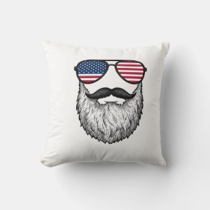 Coussin Lunettes de soleil à barbe patriotique vintage T-s