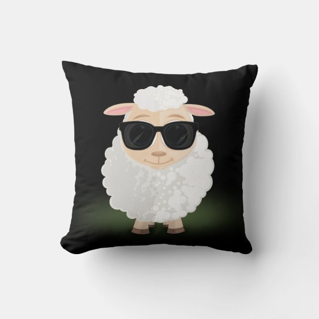 Coussin Lunettes de soleil Cool Sheep Néon Vert Esthétique (Recto)