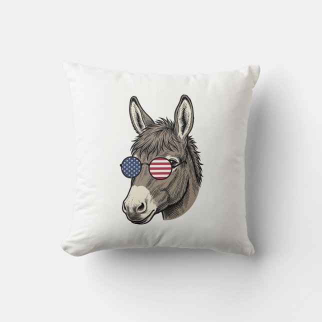 Coussin Lunettes de soleil d'âne patriotique Design de T-s (Recto)