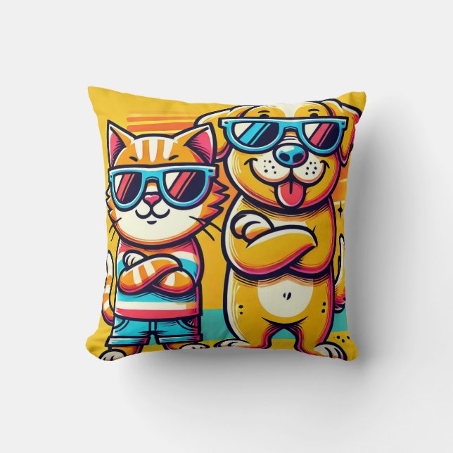 Coussin Lunettes de soleil de chat et de chien mignonnes S (Recto)