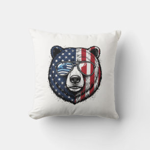 Coussin Lunettes de soleil de l'ours patriotique Vintage V