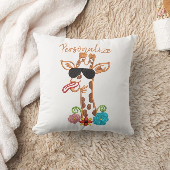 Coussin Lunettes de soleil en Giraffe soyeux Visage drôle  (Couverture)