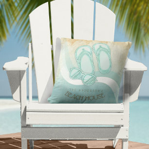 Coussin Lunettes de soleil et tongs Beach House Aqua ID623