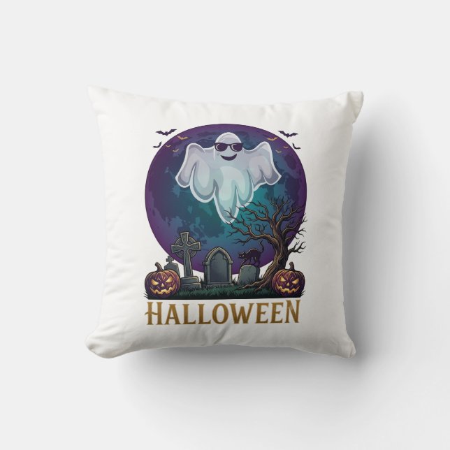 Coussin Lunettes de soleil fantôme Halloween Violet Tombe  (Recto)