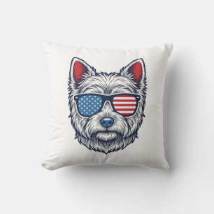 Coussin Lunettes de soleil pour chien Westie patriotiques 