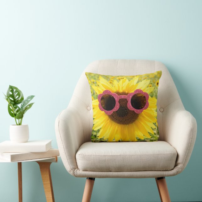 Coussin Lunettes de soleil sur le tournesol jaune (Chaise)